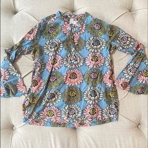 Ann Taylor Loft The Softened Floral Long Sleeve V-Neck Top